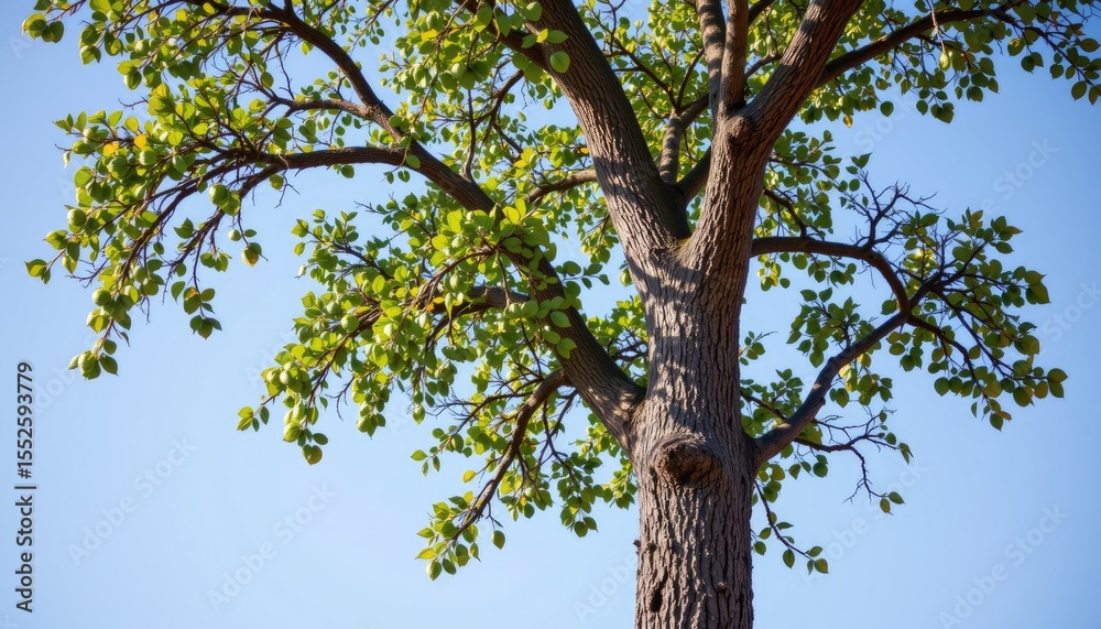 Fototapeta premium Lush Green Tree Against Clear Blue Sky in Nature Setting