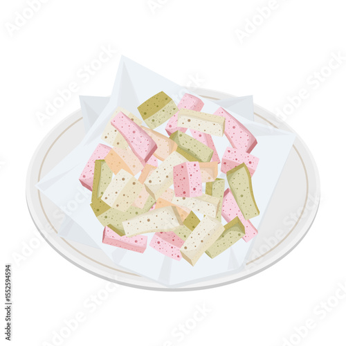 Vector Illustration Logo Clipart Korean Traditional Candy Yeot on a Plate