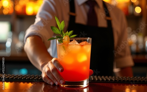 Refreshing cocktail bartender bar nightlife summer drink. High quality