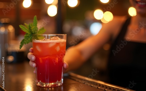 Refreshing cocktail bartender bar nightlife summer drink. High quality