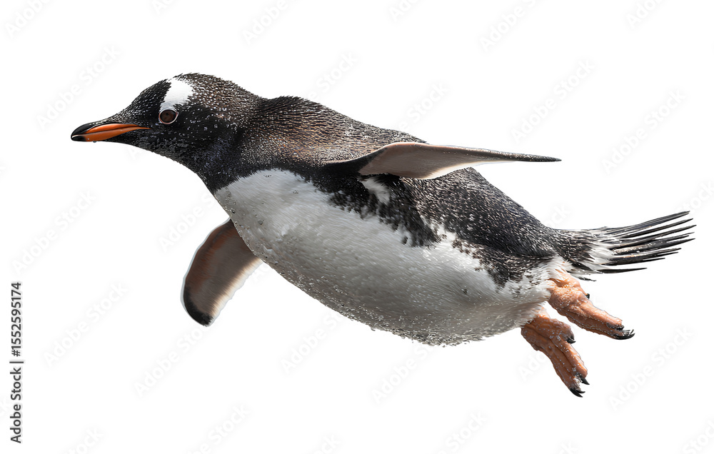 Fototapeta premium Penguin jumping, full body, transparent background