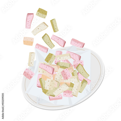 Vector Illustration Logo Clipart Levitation Korean Traditional Candy Yeot with Pastel Color