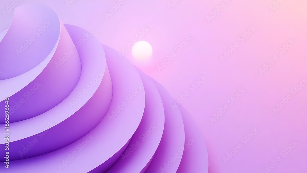 Obraz premium Abstract swirling lavender and pink forms with soft glowing orb
