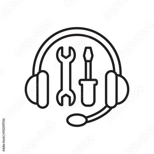 headset headphone icon. customer service icon. help and support symbol. icon symbol compatible for technical support, service hotline, information center. vector illustration.,