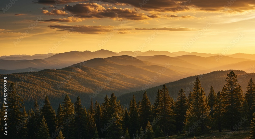 Obraz premium Golden hour mountain range view