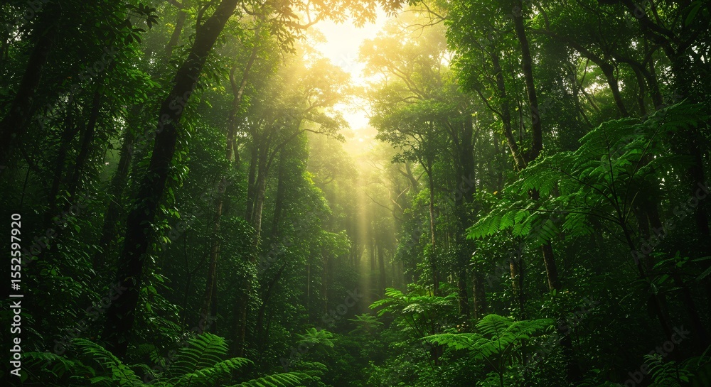 Obraz premium rays of light in forest background