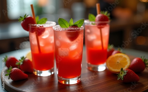 Wallpaper Mural Strawberry Cocktails with Bar Setting. High quality Torontodigital.ca