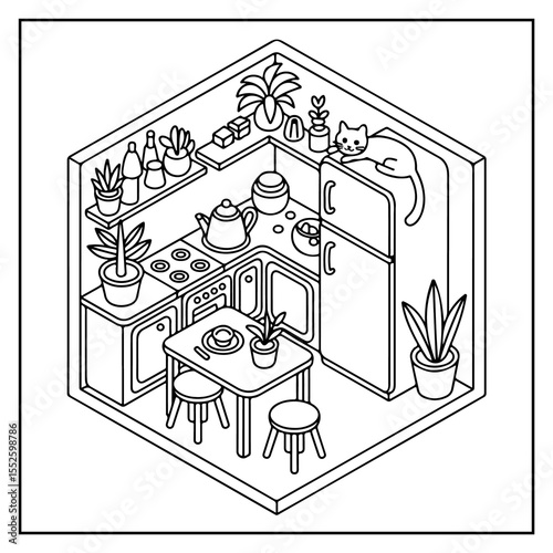 Minimalist Cozy Corner Cute & Comfy Coloring Pages for Kids and Adults.