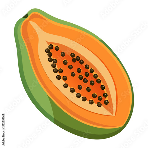 Papaya  white background