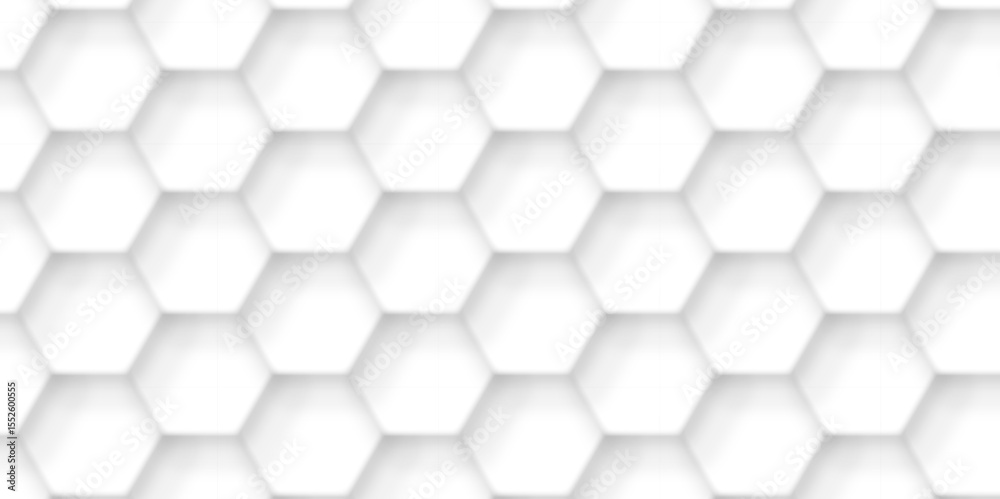 Fototapeta premium Abstract white hexagon concept background. Seamless bright white abstract honeycomb. Technology for design element vector abstract background. 