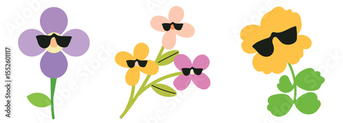 Flowers with Sunglasses – Fun Floral Character Illustration