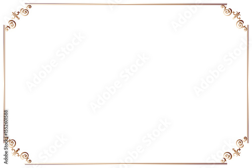 Elements of ornate vintage frames. Border copper on white classic calligraphy swirls, floral motifs. Design print for greeting cards, wedding invitations, restaurant menu, royal certificates. Set 385