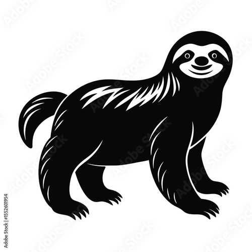 Sloth vector silhouette on white background 