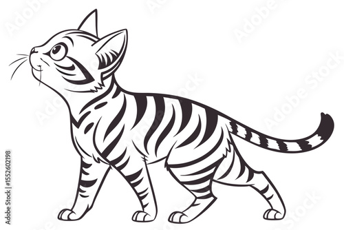 Toyger Gaze: Minimalist Cat Clipart