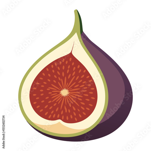 Fresh, juicy Fig fruit slices of grapefruit and  isolated on white background