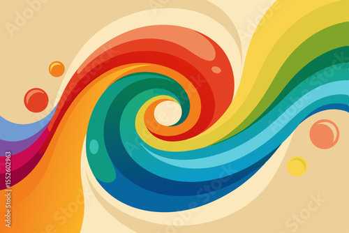 An illustration of a whirlwind dance of vibrant rainbows across the canvas