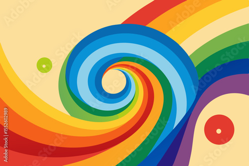An illustration of a whirlwind dance of vibrant rainbows across the canvas