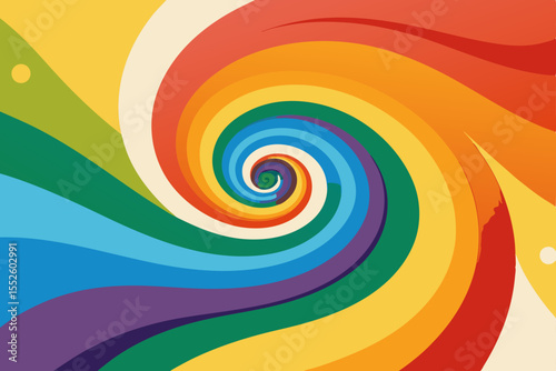 An illustration of a whirlwind dance of vibrant rainbows across the canvas