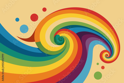 An illustration of a whirlwind dance of vibrant rainbows across the canvas