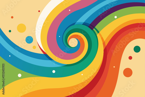 An illustration of a whirlwind dance of vibrant rainbows across the canvas