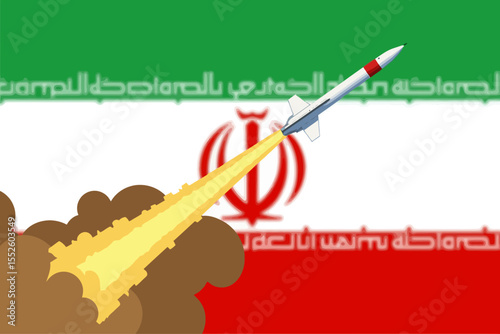  Iran's Military Might Missiles Displayed Against Iranian Flag Background for Defense and International Relation