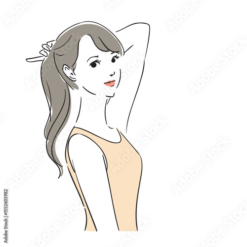 ロングヘアのモデル風おしゃれな女性