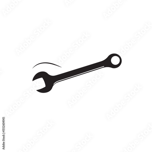 Vector art of a black wrench is isolated on white background