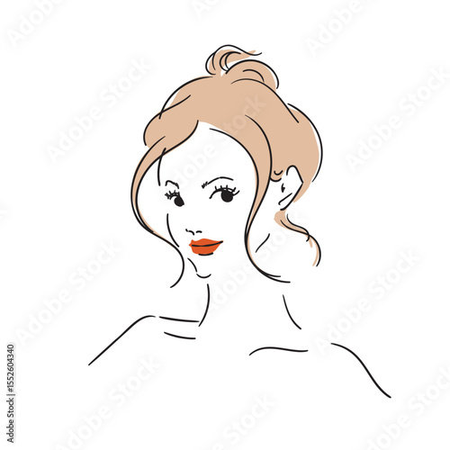 髪をラフにまとめたモデル風おしゃれな女性