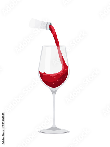  Pouring red wine into a glass with white background 
