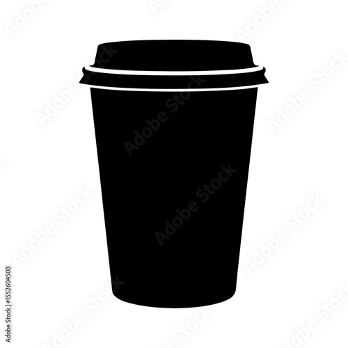 Black Disposable coffee cup silhouette icon vector flat design on white background