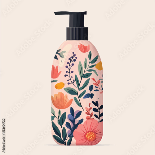 cute shampoo bottle with floral motif