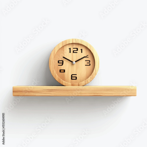 cute digital clock on wooden shelf