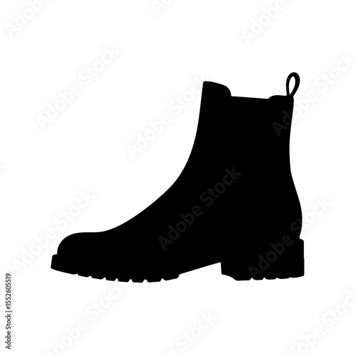 Black Boot silhouette icon vector flat design on white background