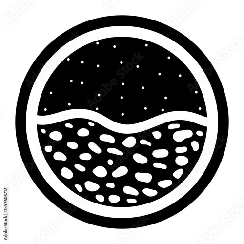 Geology symbol. Gravel and sand deposition logo