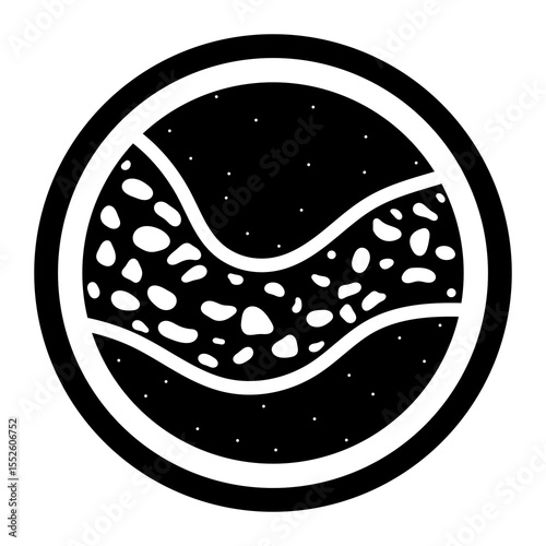 Geology symbol. Gravel and sand deposition logo