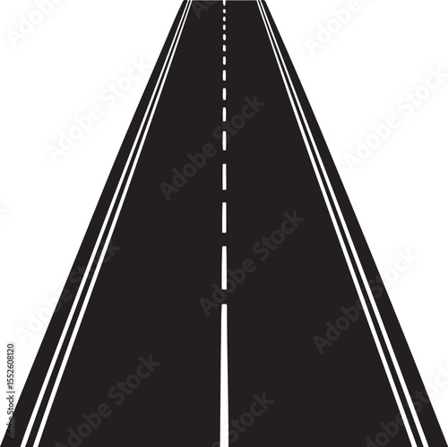 Road perspective simple clip art style asphalt highway leading forward