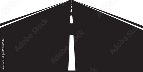 Straight Road Ahead Perspective with Solid Lane Lines and Dashes