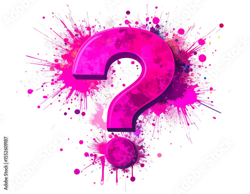 Bold Neon Pink Spray Paint Question Mark on Clean transparent background PNG