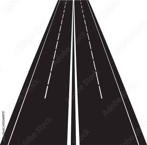 Highway Perspective View Black and White Transportation Infrastructure Road Design