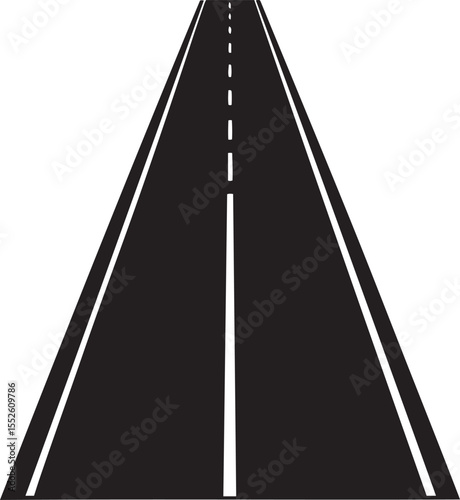 Straight Road with White Lines Perspective View Simple Clean Graphic Design