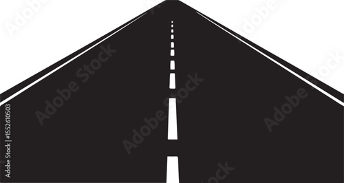 Black and White Graphic of a Road with Dashed Lines