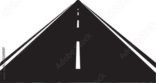 Straight Road Perspective View with Dashed White Lines and Side Lines