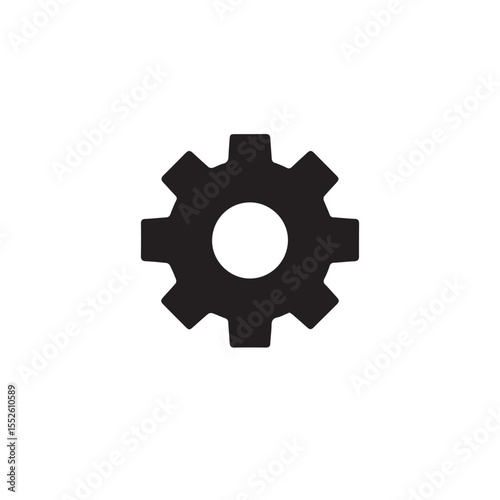 Vector art of a black gear with cogs isolated on white background, representing a mechanical component