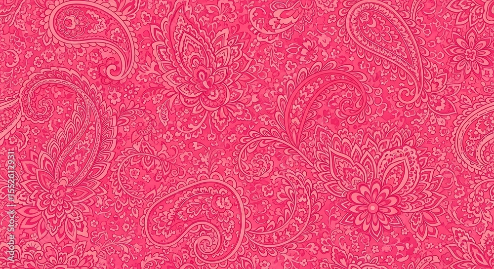 Fototapeta premium Vibrant Pink Paisley Pattern Fabric Texture Seamless Design for Textile and Backgrounds
