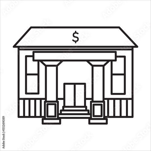 Bank building icon outline vector