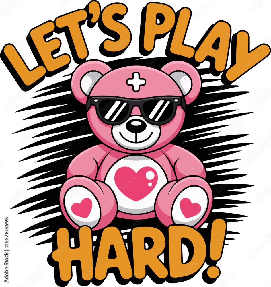  let's play hart teddy t-shirt design
