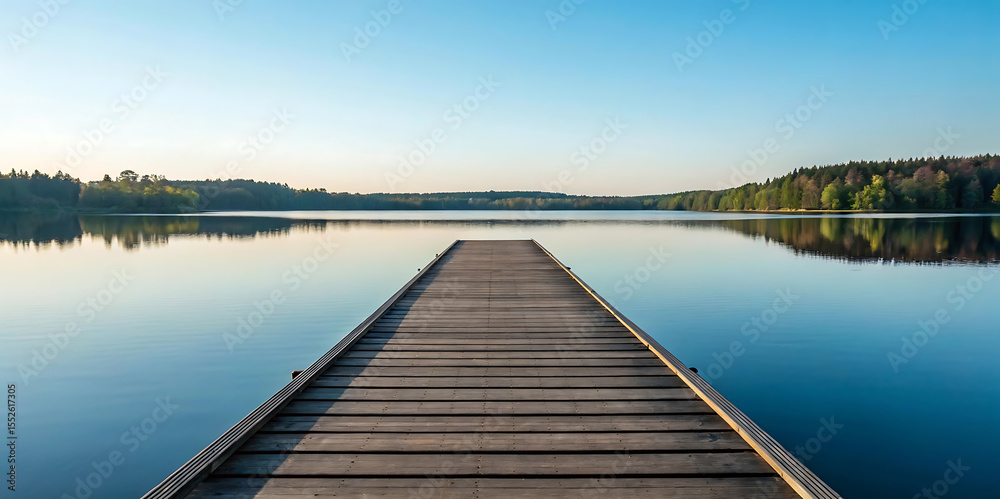 Naklejka premium wooden bridge over lake