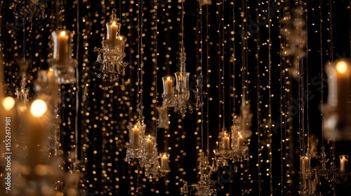 Elegant candlelit decor festive event indoor venue romantic ambiance close-up view lighting design inspiration