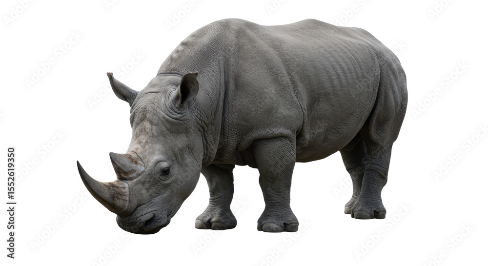 Fototapeta premium Majestic Rhino Isolated on White.