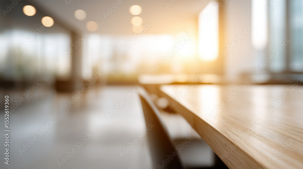 custom made wallpaper toronto digitalBright, modern conference room with wooden tables and large windows allowing natural sunlight to fill space, creating warm and inviting atmosphere for meetings or work sessions